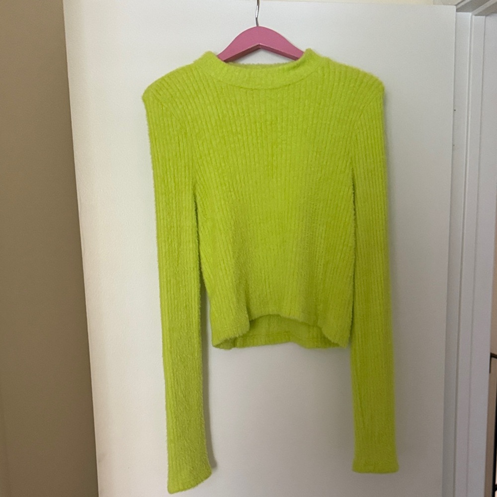 Anthropologie Lime Green Turtleneck Sweater